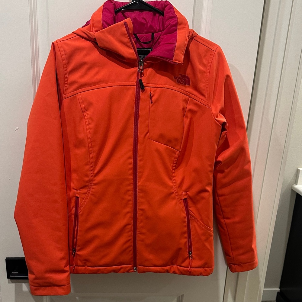 The North Face Orange Ski Jacket with Pink Lining